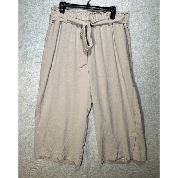 Eliana Rose High-Waisted Wide Leg Pants with Tie Belt Women’s Size XL Beige - Picture 1 of 6